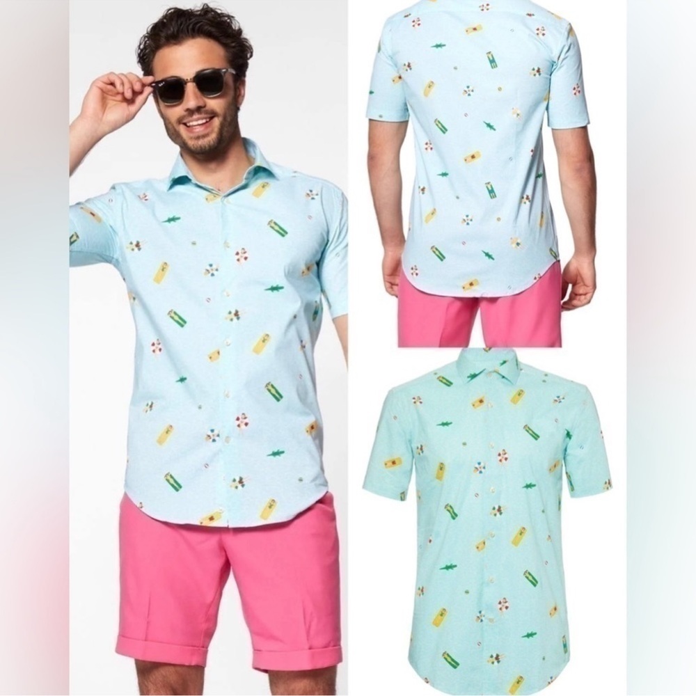 OppoSuits Pool Life Casual Button Down Short Sleeve Shirt Men's Size M NEW